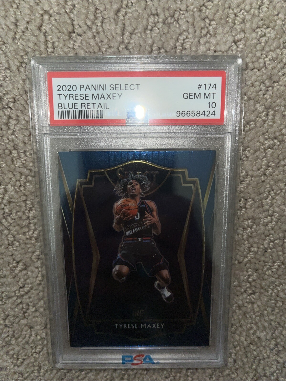 TYRESE MAXEY 2020-21 Panini Select Basketball BLUE Retail Rookie RC #174 PSA 10