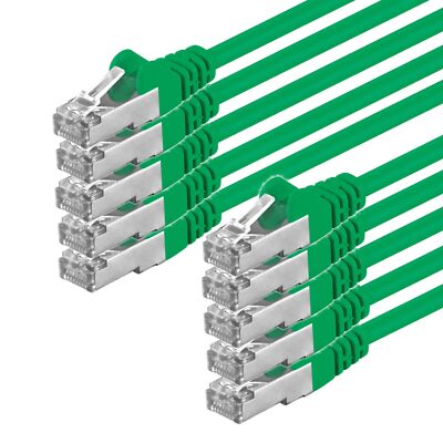 10 Stück 1m CAT.5e Kabel F/UTP Patchkabel grün Netzwerkkabel RJ45 LAN DSL TV 10x
