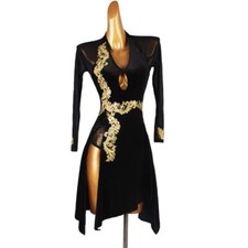 2025 Latin Dance Diamond Long-sleeved Dress Ladies Rumbachia Salsa Dance