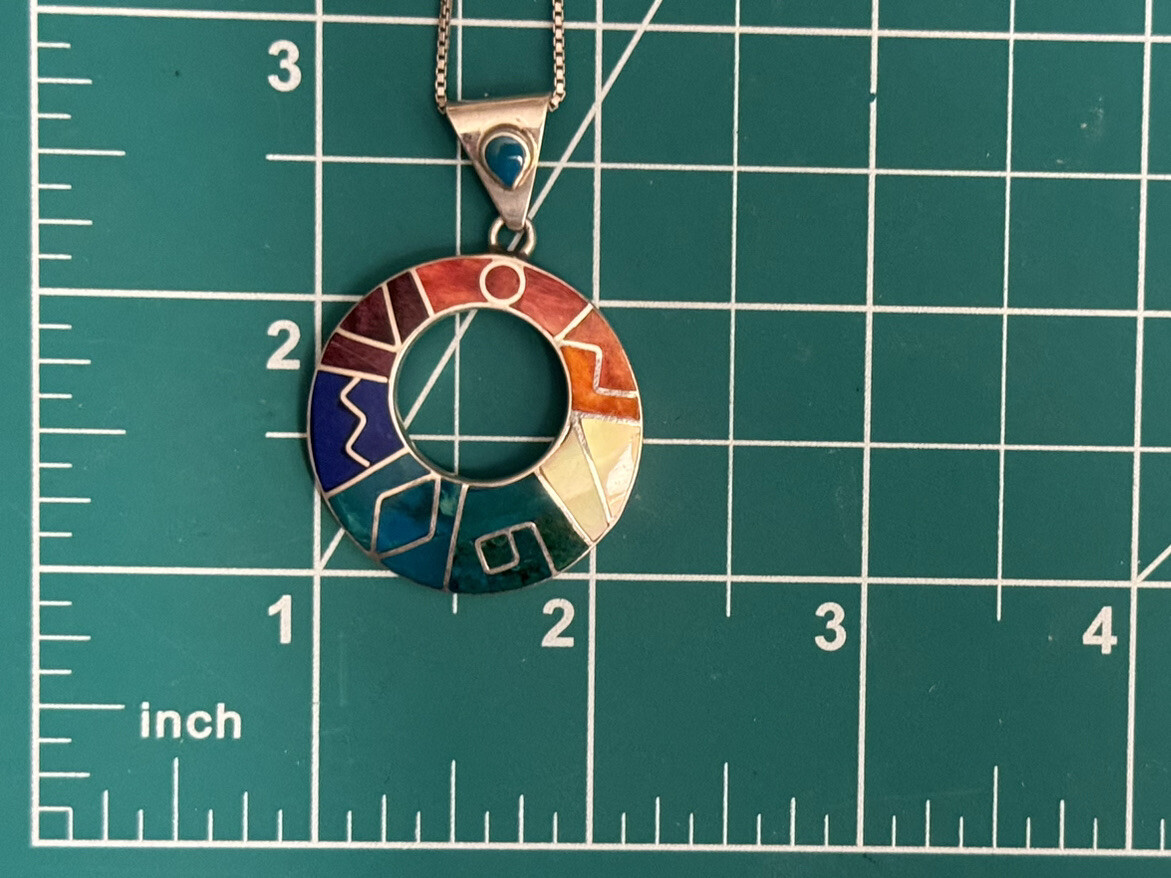 Peruvian Incas 950 Silver Multi-Stone Chakana Pen… - image 4