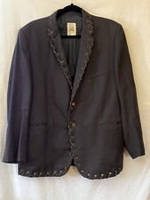 Unisex Blazer Sz 50 Chest Leather Strap Brass Grommets Western Cowgirl/cowboy