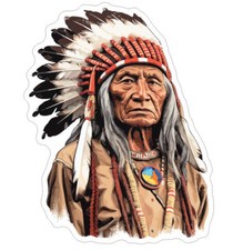 Native American Indian with headdress head dress Sticker Stickers Decal A1015