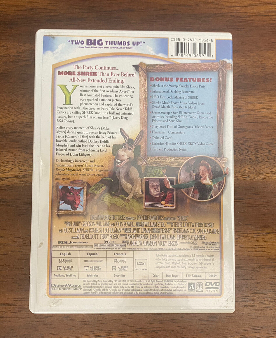 Shrek (DVD, 2003, Full Frame) FREE SHIPPING 678149069921| eBay