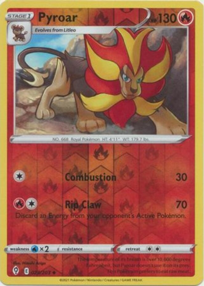 Pyroar - 023/203 - Uncommon - Reverse Holo (Near Mint) Evolving Skies - Fire Pok