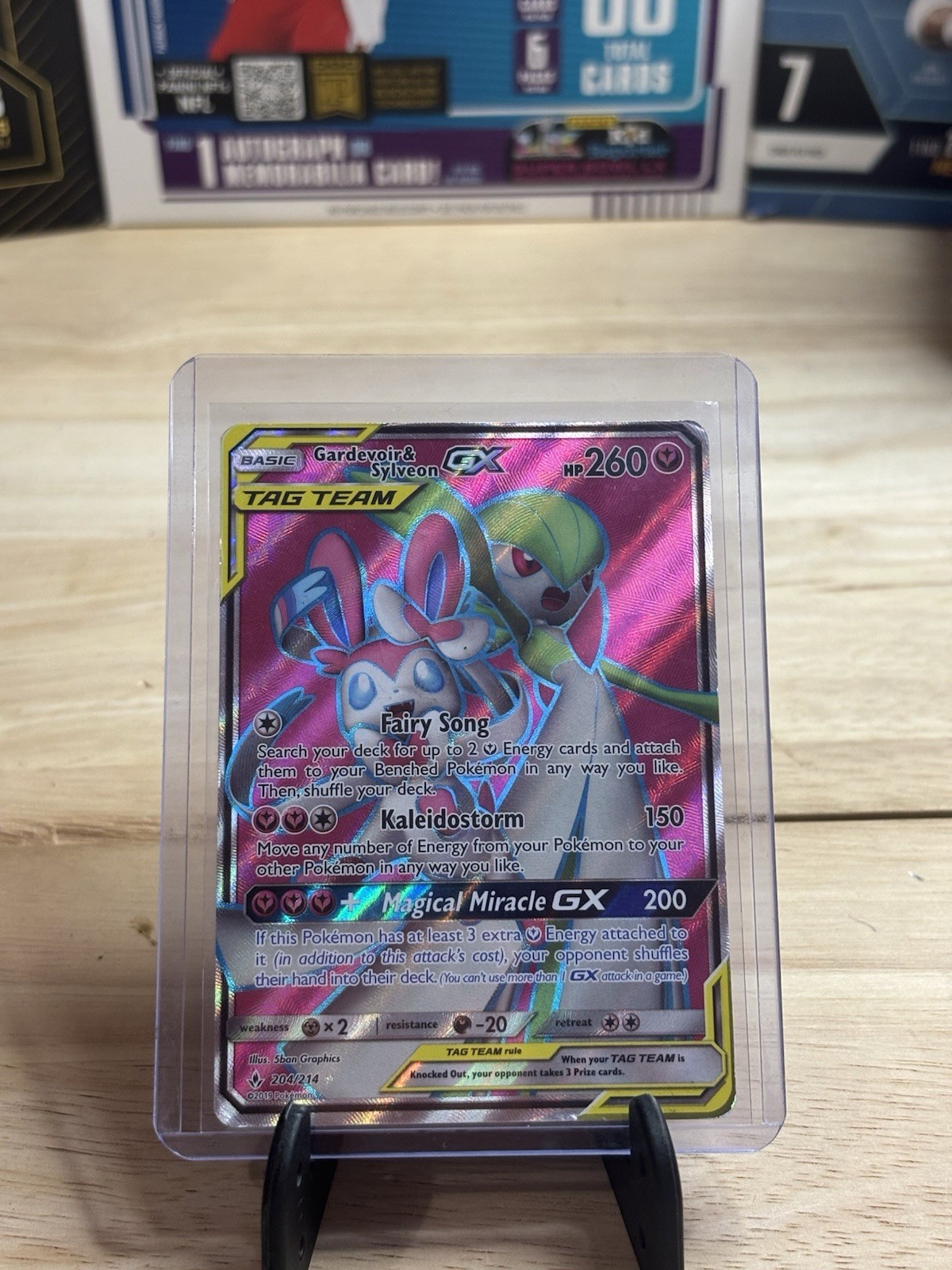 Gardevoir & Sylveon GX TAG TEAM Full Art Ultra Rare Holo 204/214 Unbroken Bonds