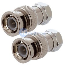 F Type Male to BNC Male RF Coax Connector Adapter CCTV RG6 RG59 - LOT of 2