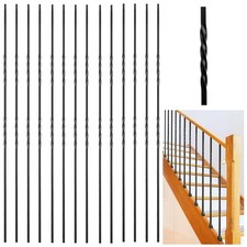 15 Pcs Wrought Iron Balusters,1/2" x 44" Straight Hollow Iron Baluster Black.