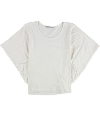 TRULY MADLY DEEPLY Womens Solid Batwing Sleeve Shell Blouse, Off White, Medium
