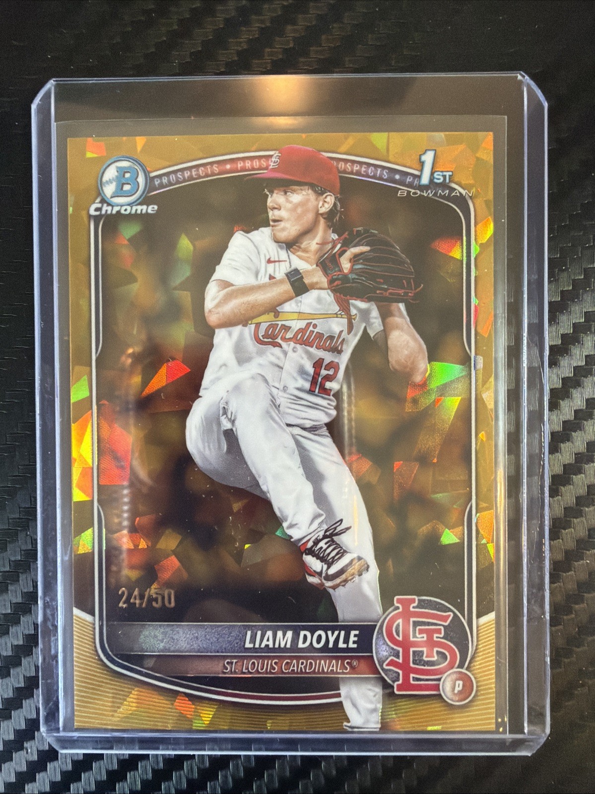LIAM DOYLE 2025 BOWMAN CHROME DRAFT 1ST SAPPHIRE GOLD CARDINALS /50