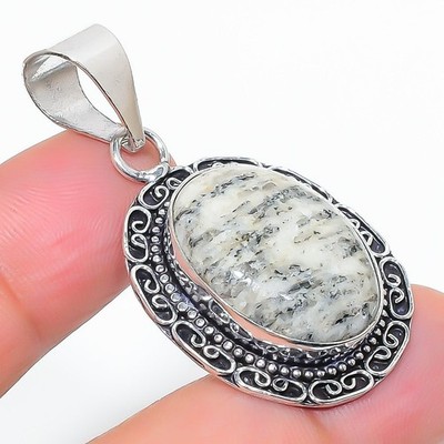 Natural K2 Jasper Gemstone 925 Sterling Silver Jewelry Pendant Size 1.8''