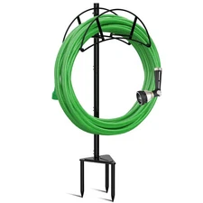 Heavy Duty Garden Hose Stand Freestanding Metal Rack for 150ft Hose Black