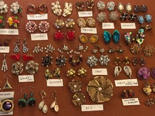 45 Pairs Vintage Clip On Screw Back Dangle Earrings Some Signed -- 45 Pairs NICE