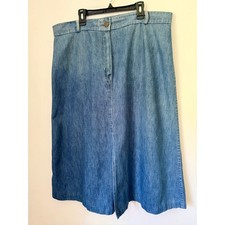Vintage 80's Pour La Chic Denim Jean Skirt Preppy Large XL Country Chic Boho