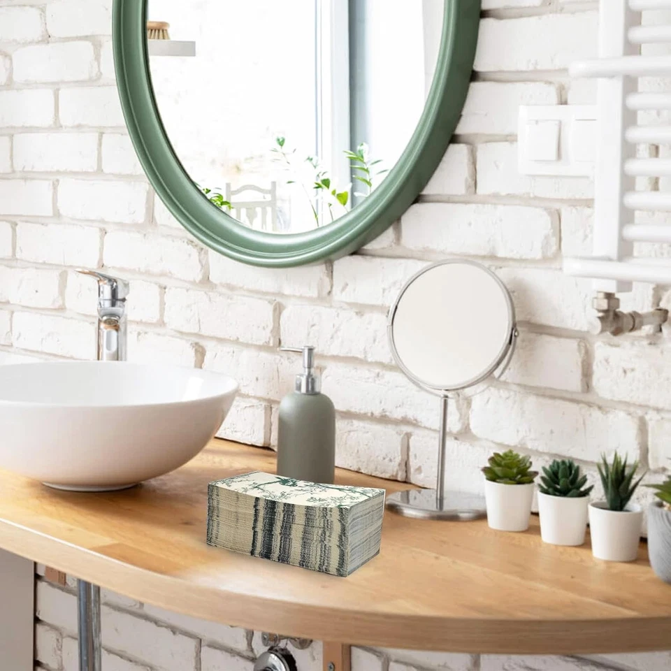 50 Pack Green Toile Paper Napkins, Special Birds and Tree Decorative Disposable - Image 3 of 4