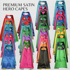 Kids Reversible Satin Solid Capes Double Sided Costume Dress Up Party Cloak