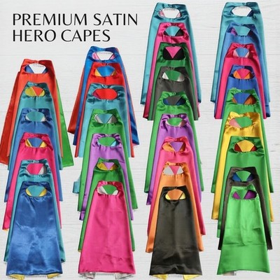Kids Reversible Satin Solid Capes Double Sided Costume Dress Up Party Cloak