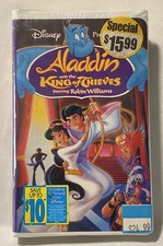 1996 New Sealed Aladdin And The King Of Thieves VHS Clamshell Robin Williams