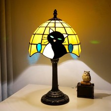 Elegant Stained Glass Cat Table Lamp - Vintage Style Night Light for Home Decor