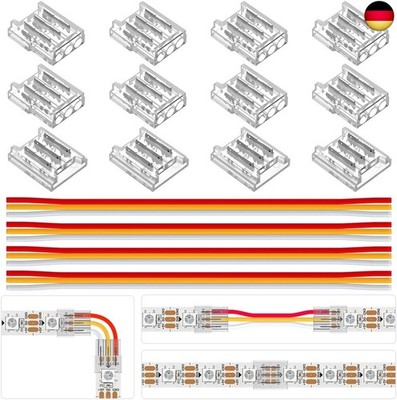 BTF-LIGHTING SMD 3pin 10mm Connector kit 12pcs Transparent Connector 4pcs 15cm