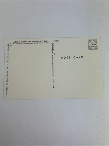 Fontainebleau Hotel Miami Beach Florida Vintage Postcard - Picture 2 of 2