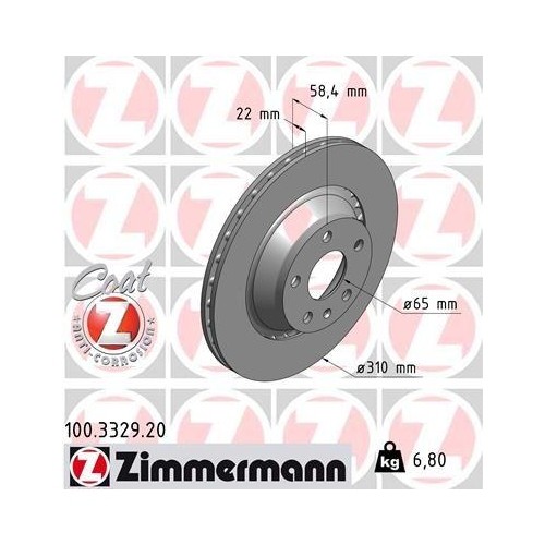 Bremsscheibe Zimmermann 100.3329.20 Coat Z FüR Audi Hinterachse-image