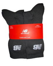 New Balance 6 Pair Men's Black Cushioned Crew Socks Shoe Size 8-12.5
