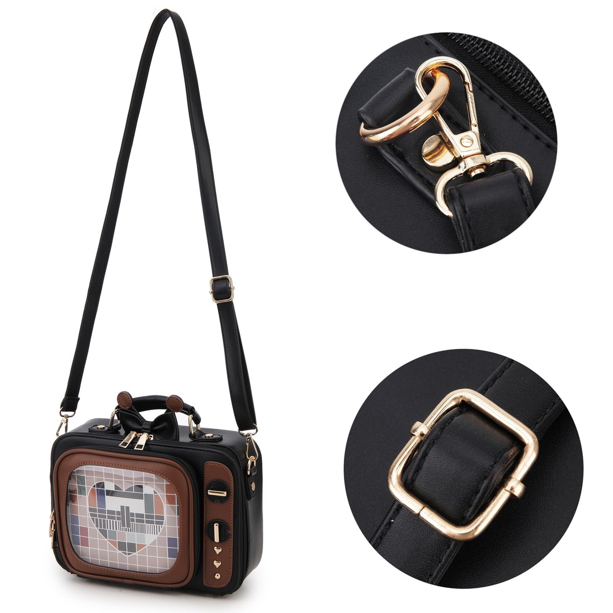 Retro TV Shaped Ita Bag Backpack Small Pin Display Purse 