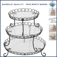 Customizable 3-Tier Dessert Stand - Lightweight Black Metal Treat Holder