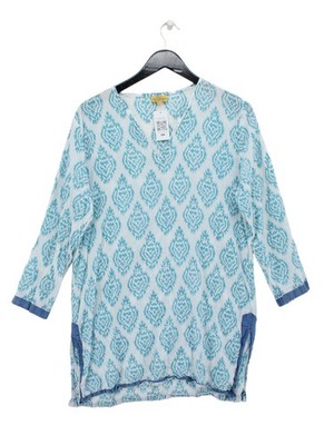 Roberta Rollhase Damen Top L weiß 100% Baumwolle 3/4 Arm V-Ausschnitt Tunika
