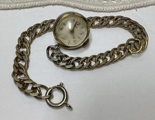 VTG Oris Swiss Pendant Chain Ball Watch Gold Tone Manual Wind 7 Jewels PARTS