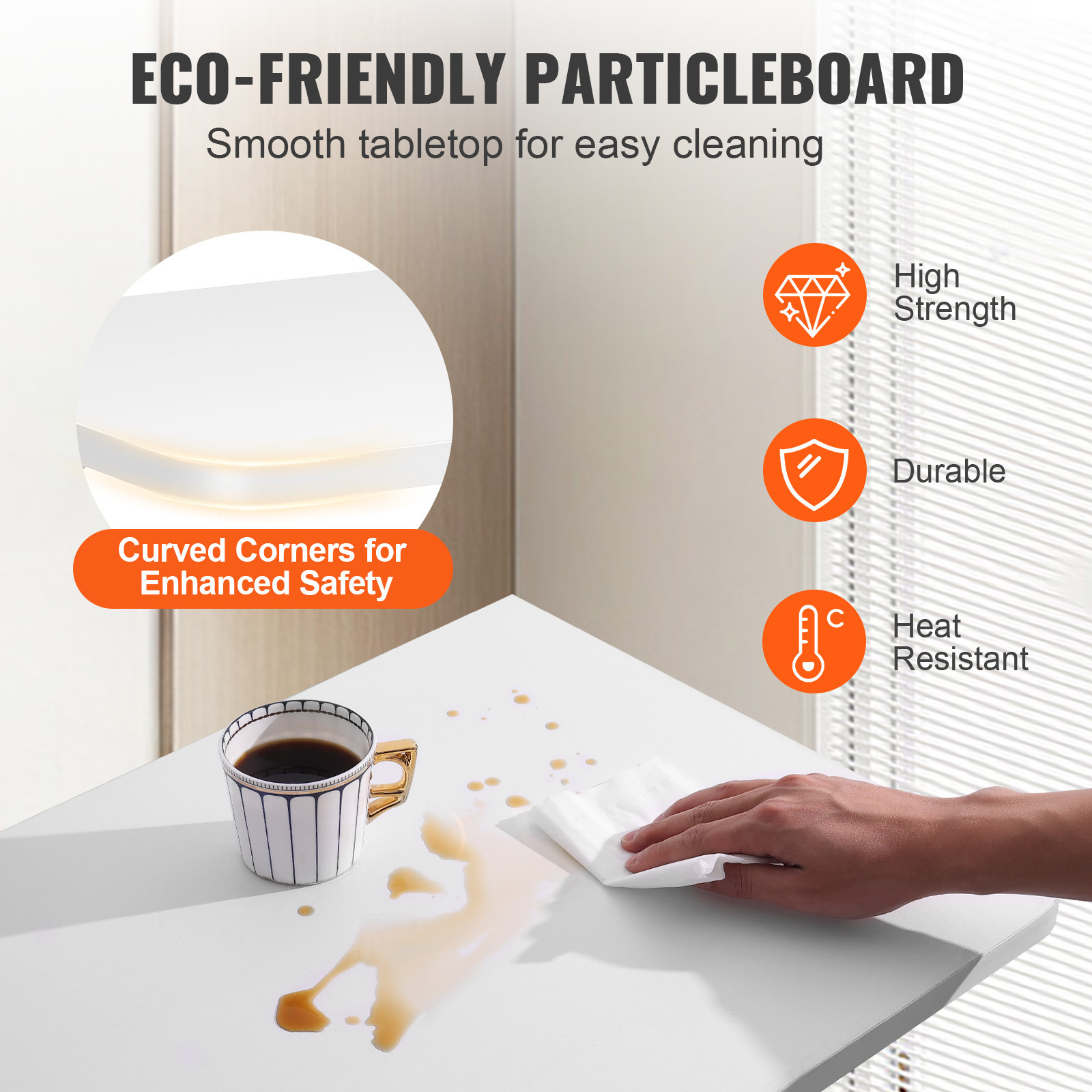 VEVOR Wall Mounted Folding Table Wall Mount Drop Leaf Tables 23.6" x 15.6"