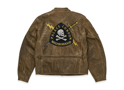 PALACE x NEIGHBORHOOD Biker Leather Jacket Brown | eBay