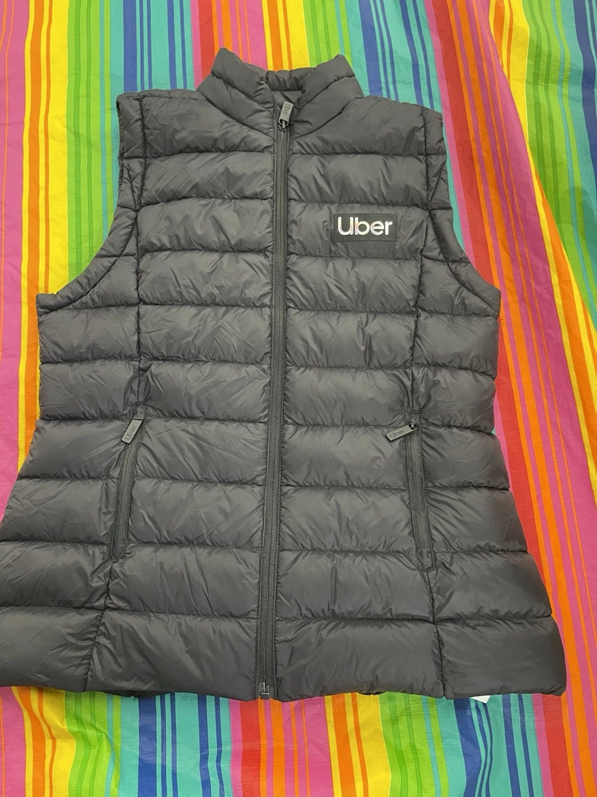Uber Black Limited Edition Down Puffer Vest Sz L Employee H53