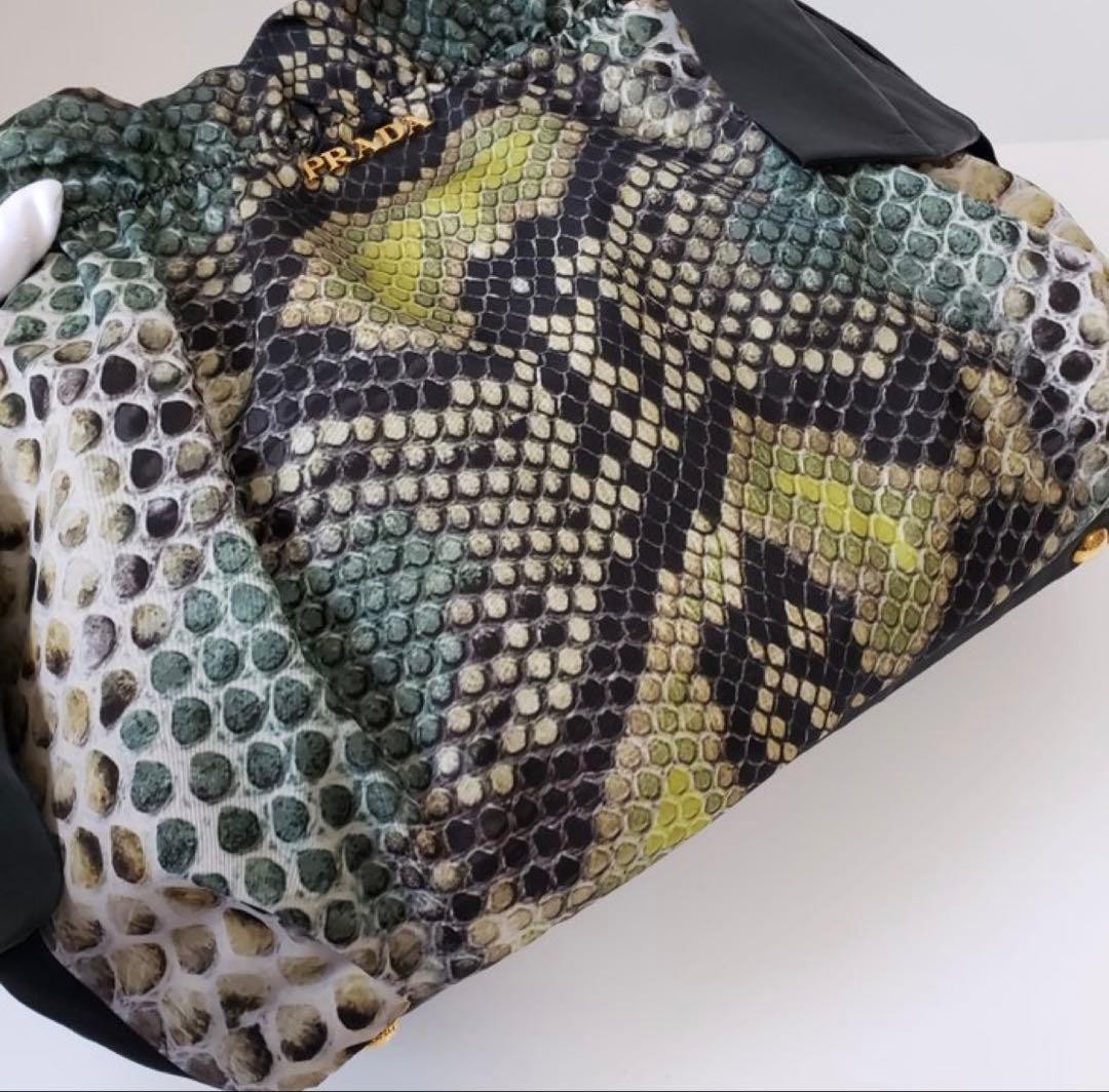 Prada Shopper Python Print Shoulder Bag - image 12