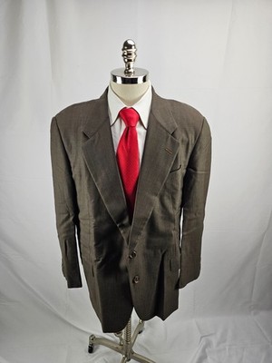 Hickey Freeman Men's brown Nailhead Wool Blazer Jacket 46R