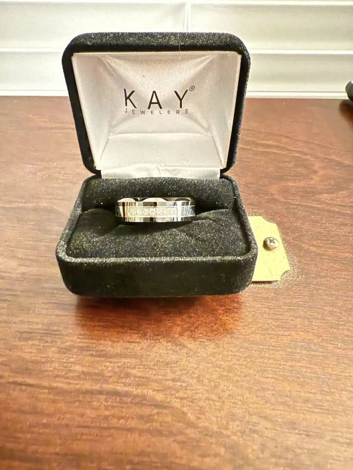 Black Ring Diamond Men Adore 1/6 Diamond and Stainless Steel/Ceramic Band Sz 10 - Image 2 of 4