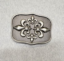 Silver Fleur De Lis Belt Buckle 4 x 3 Festival Party