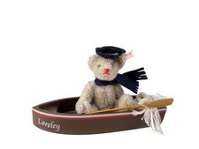 Steiff Animal 670800 Loreley Teddy with Boat. 10cm 14cm. Good condition