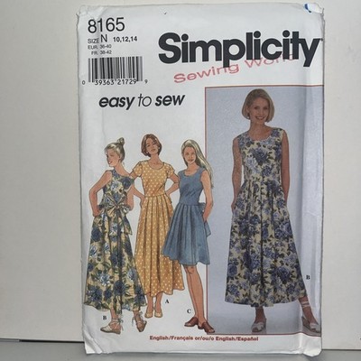 Simplicity Schnittmuster Sommerkleid Fliege hinten Fit Flare SCHNITT 10 12 14 8165