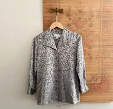Saks Fifth Avenue Silk Floral Brocade Blouse Avantgarde Relaxed Fit Size 4