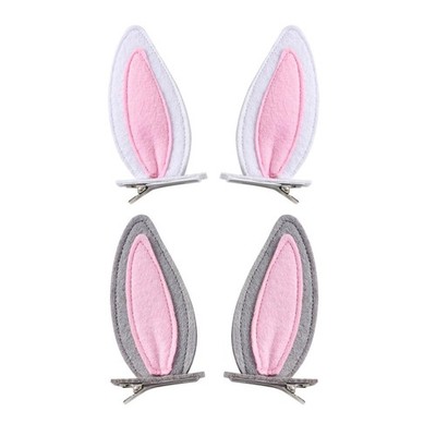 4 PCS Bunny Ears Hair Clips 4 Inch Halloween Easter Costume Accessory White