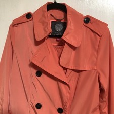 Vince Camuto Womens Trench Coat Size L Orange frosted mango color