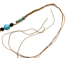 Beaded Brown and Turquoise  Hat Band