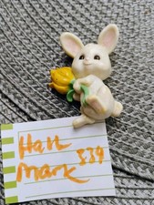 Hallmark Cute White Spring Easter Bunny Rabbit Holding Yellow Tulip Flower Plast