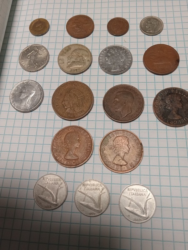 MISC FOREIGN COINS..LIRES,PESO,CENTAVOS.ETC