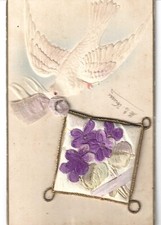 Dove carrying a scent pillow on postcard posted with 1910 Argentina Scott's #149