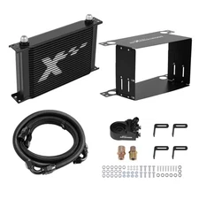 25 Row Engine Oil Cooler Kit Universal 10AN Aluminum with Hoses Black