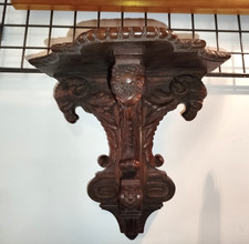 Etagère murale console en bois sculpté XIXème Tetes Beliers Belier 59MAG 18/03