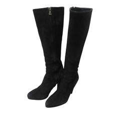 PRADA Suede Long Boots, Size 35.5 Black Women USED