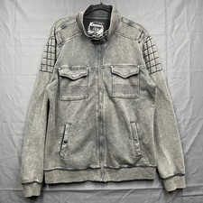 BKE Buckle Black Label Men Sweater Jacket Size XL Zip Up Grunge Goth Army Y2K